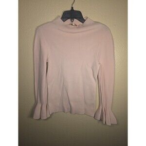 Ted Baker London Dvana Frill Neck Sweater Dusky Pink Ribbed Size 2 (US 6/M) EUC